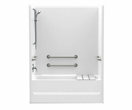 2603SMTH 60 X 32 AcrylX Alcove Left Hand Drain One-Piece Tub Shower In White -Bathroom Supplies Sales 2024 aquatic ac003393 wh