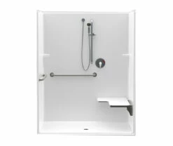 16037BFSD 60 X 37 AcrylX Alcove Center Drain One-Piece Shower In White