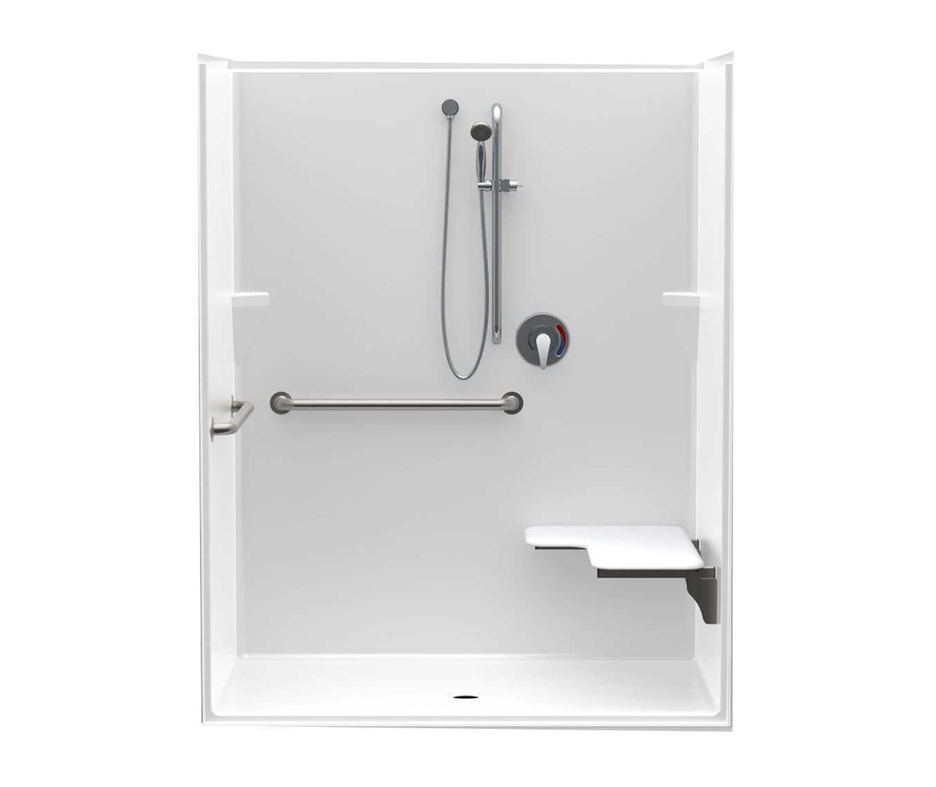 16037BFSD 60 X 37 AcrylX Alcove Center Drain One-Piece Shower In White 3 16037BFSD 60 X 37 AcrylX Alcove Center Drain One-Piece Shower In White