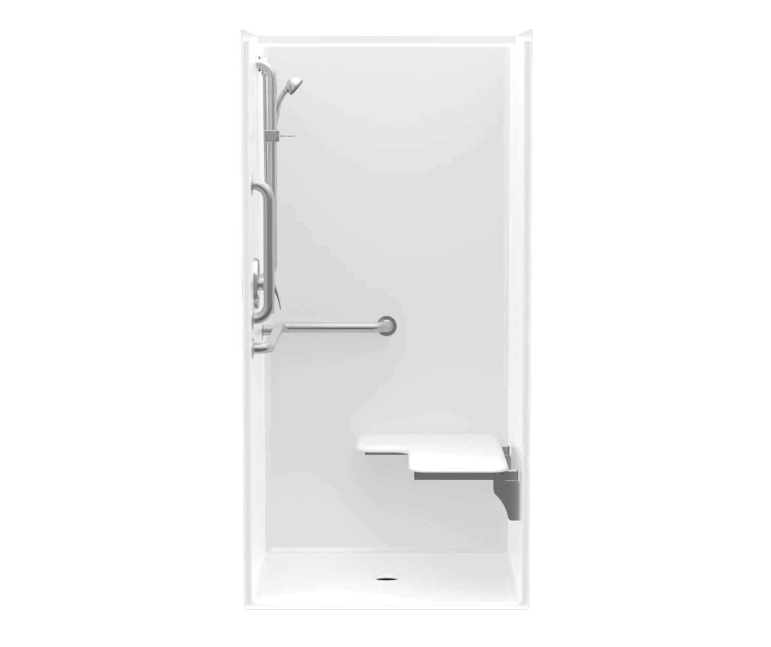 13838BFLP AcrylX Alcove Center Drain One-Piece Shower In White 3 13838BFLP AcrylX Alcove Center Drain One-Piece Shower In White