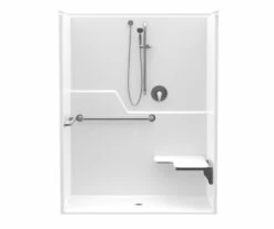 16036BFLP 57 X 31 AcrylX Alcove Center Drain One-Piece Shower In White
