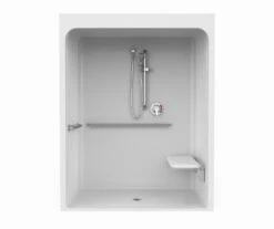 6036BFSCMA Acrylic Alcove Center Drain One-Piece Shower In White